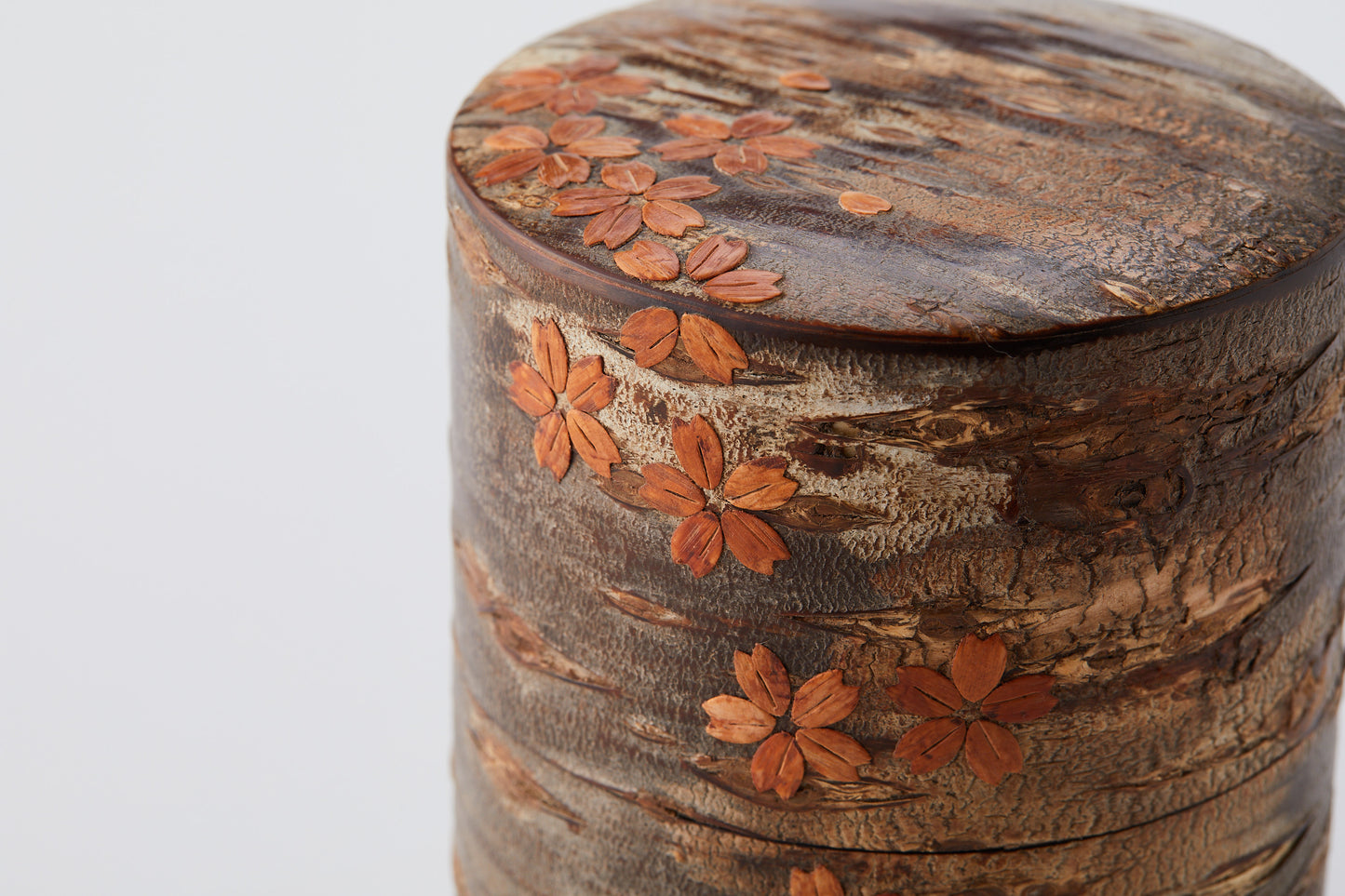 Yatsuyanagi Leather tea canister Large marbled leather cherry blossom snowstorm