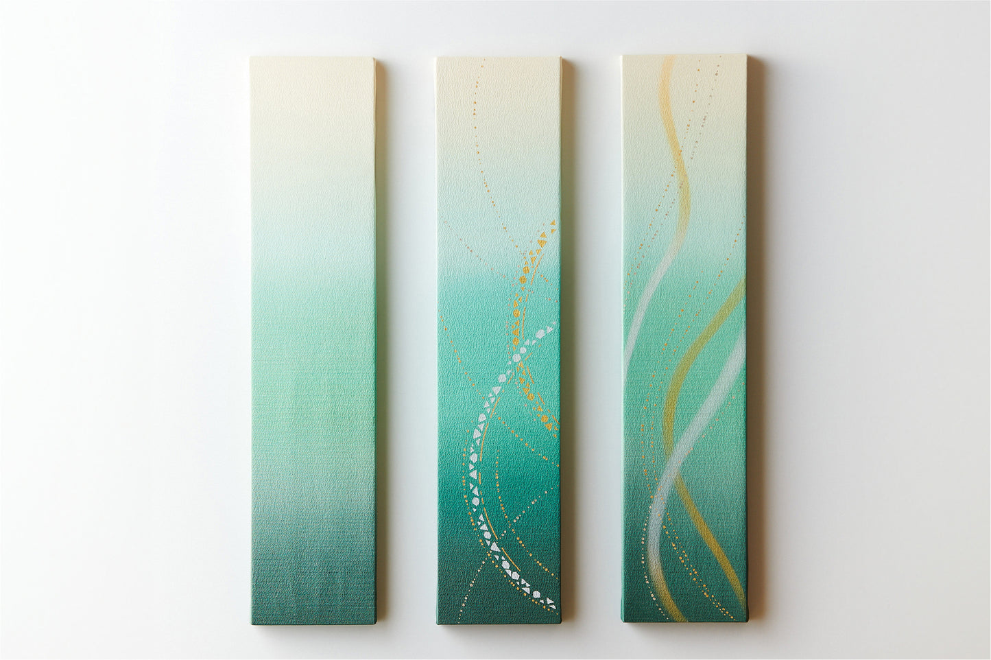 福田喜シルクアートパネル 緑風（55cm×12cm×3連）